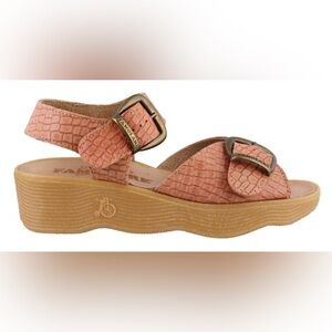 Famolare Double Play Platform Sandal in Salmon Croc